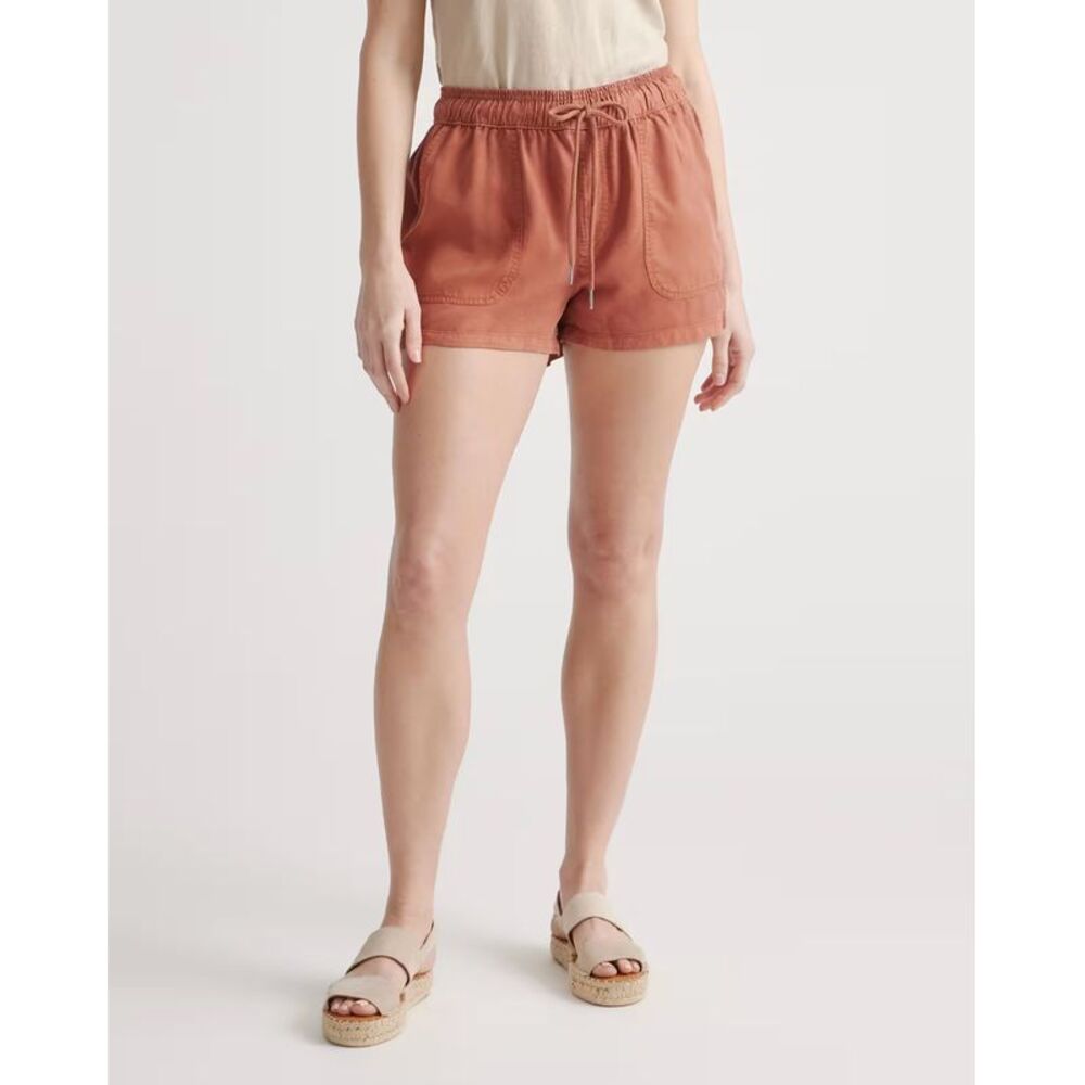 Quince Womens Vintage Wash Tencel Utility Shorts Terracotta XS